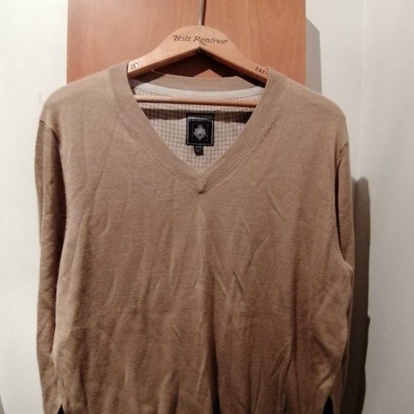 Merino Wool Point Zero Khaki Sweater With Diamond In-Print - Picture 1 of 2